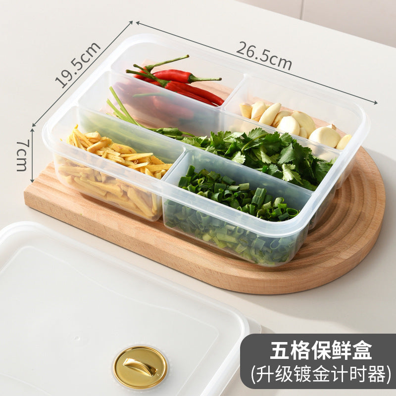 Food-grade divided crisper box, food preparation, vegetables, frozen, lidded packaging box, for home refrigerator special storage box