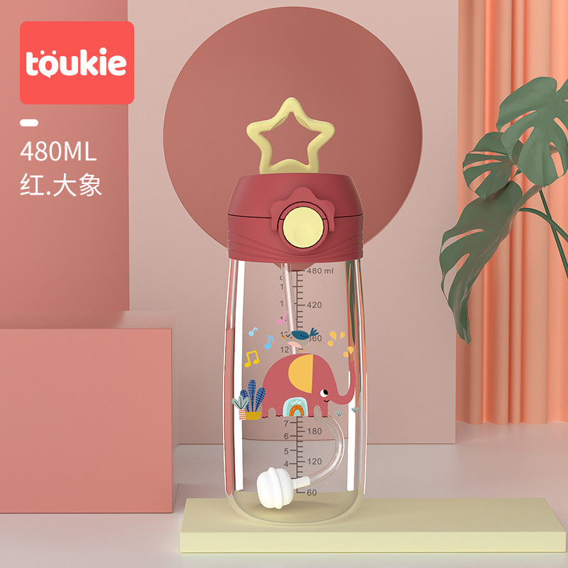 Customized star learning drinking cup, silicone straw cup, baby special straw cup, drinking cup, children's drop-resistant portable kettle