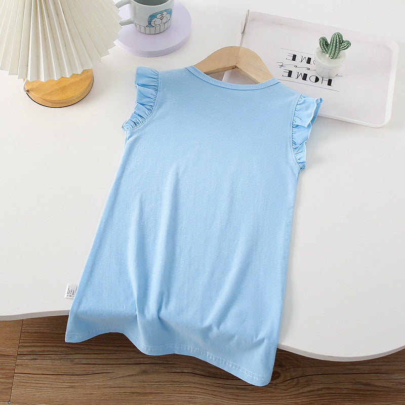 girls' summer dress: new stylish children's clothing, kids' short-sleeve skirt, summer long t-shirt dress, dropshipping available