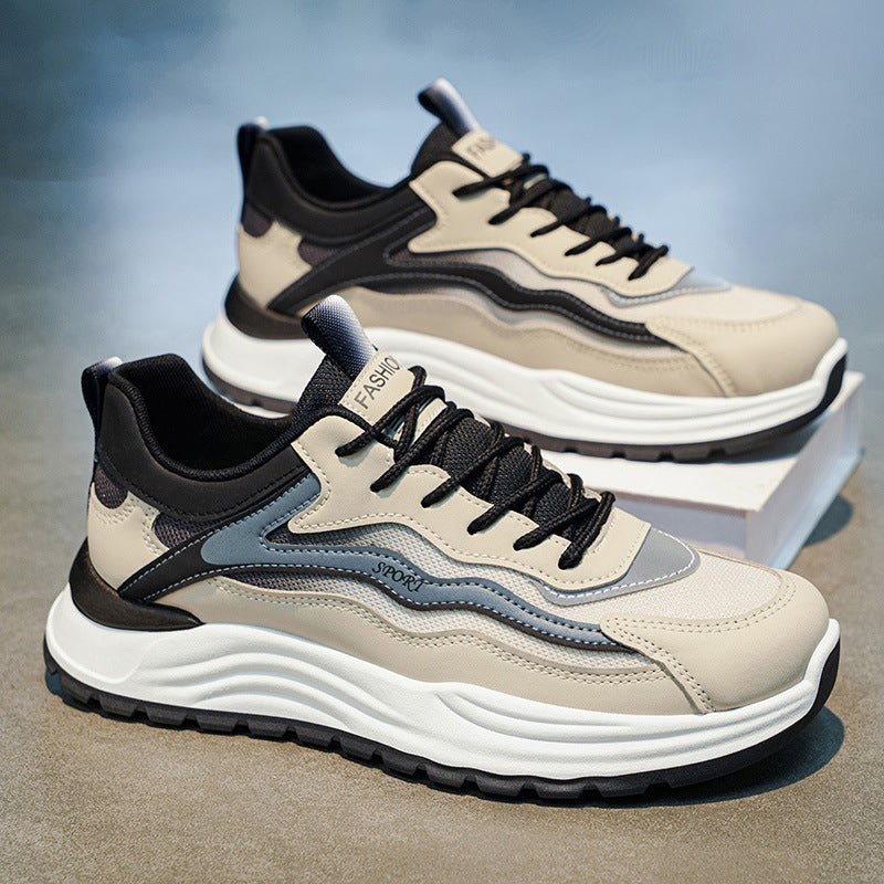 Men's summer breathable mesh athletic casual running shoes - versatile, height-increasing, trendy dad shoes for travel and teens