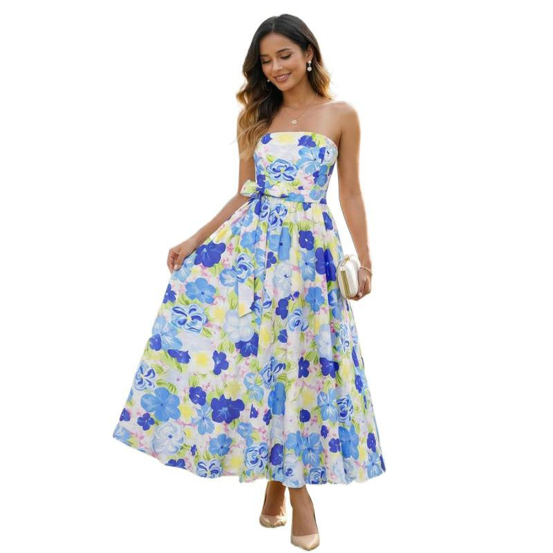 Amazon fashion floral dress women's  summer new ruffle flowy beach vacation dress