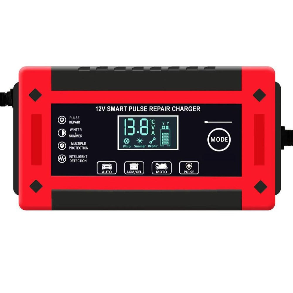 Factory direct 12v 6a car battery charger with smart display, motorcycle lead-acid battery charger