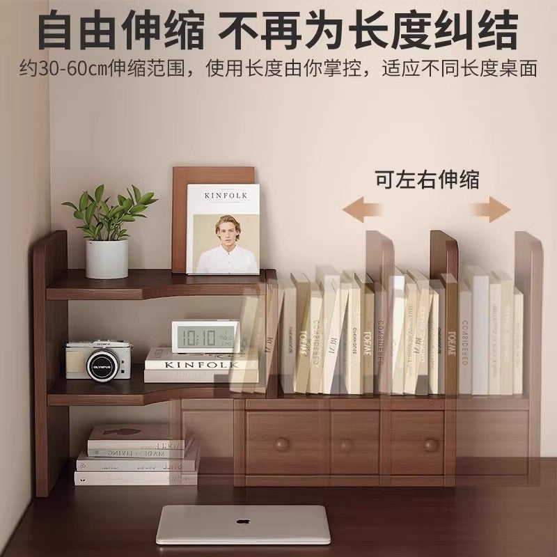 Solid wood core desktop bookshelf dormitory desktop storage office station storage simple corner multi-layer telescopic bookcase