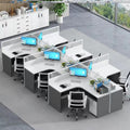 Customizable office desk and chair set - modern minimalist 3-seat office desk for accounting and finance offices