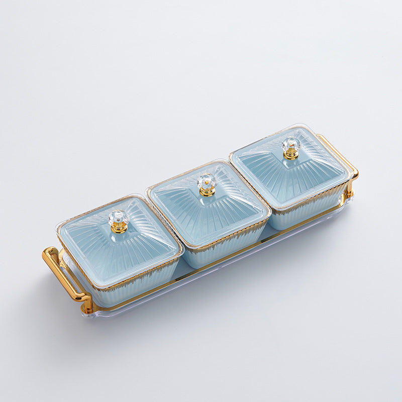 New arrival ceramic fruit plate living room high-looking dry fruit plate for homecandy plate moisture-proof covered snack plate wholesale