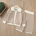 Dropshipping girls' knitted sweater two-piece set - new autumn/winter collection - baby girl striped pants outfit