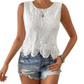 French-style heavy crochet floral camisole - women's summer chic, slimming, sexy outerwear top - elegant style