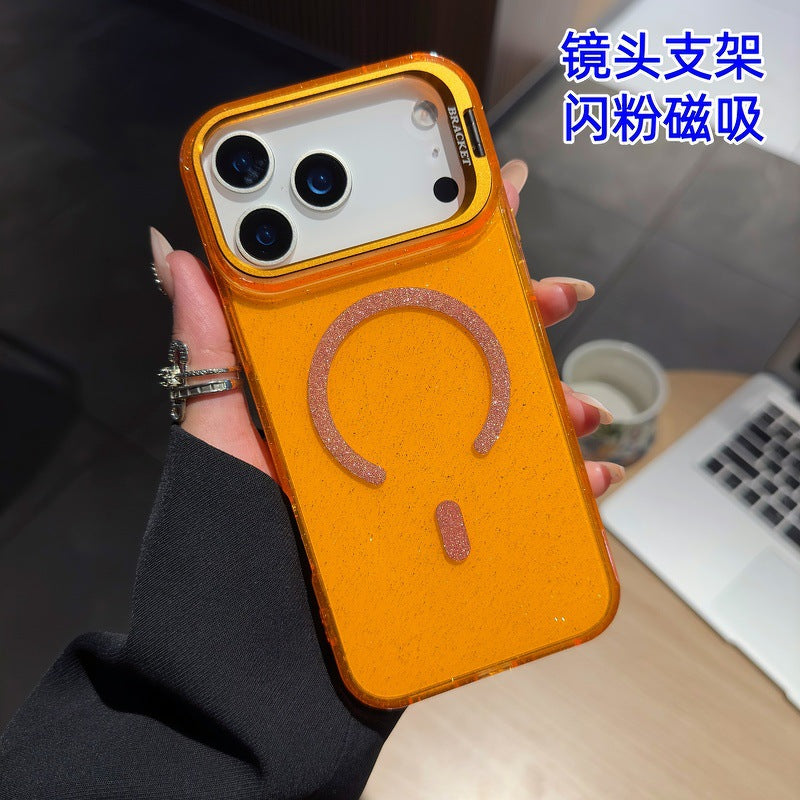 Minimalist glitter magnetic lens protection phone case - new design for iphone 17 pro max, ice americano style, compatible with iphone 13