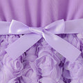 summer girls' purple pearl bubble sleeve princess dress with bow and 3d rose detail - trendy formal dress