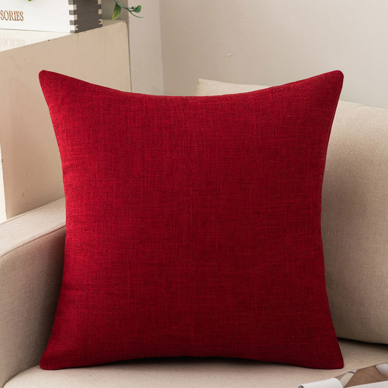 Solid color throw pillow sofa cushion cotton linen style minimalist modern office lumbar pillow square backrest bed headrest pillow