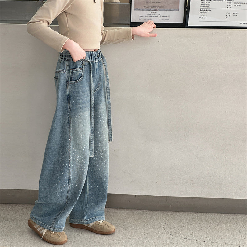 Girljeansspring & fallnew arrivalgirlbig girlpantsspring & fall style western style tall pantsgirlloose scimitar pants