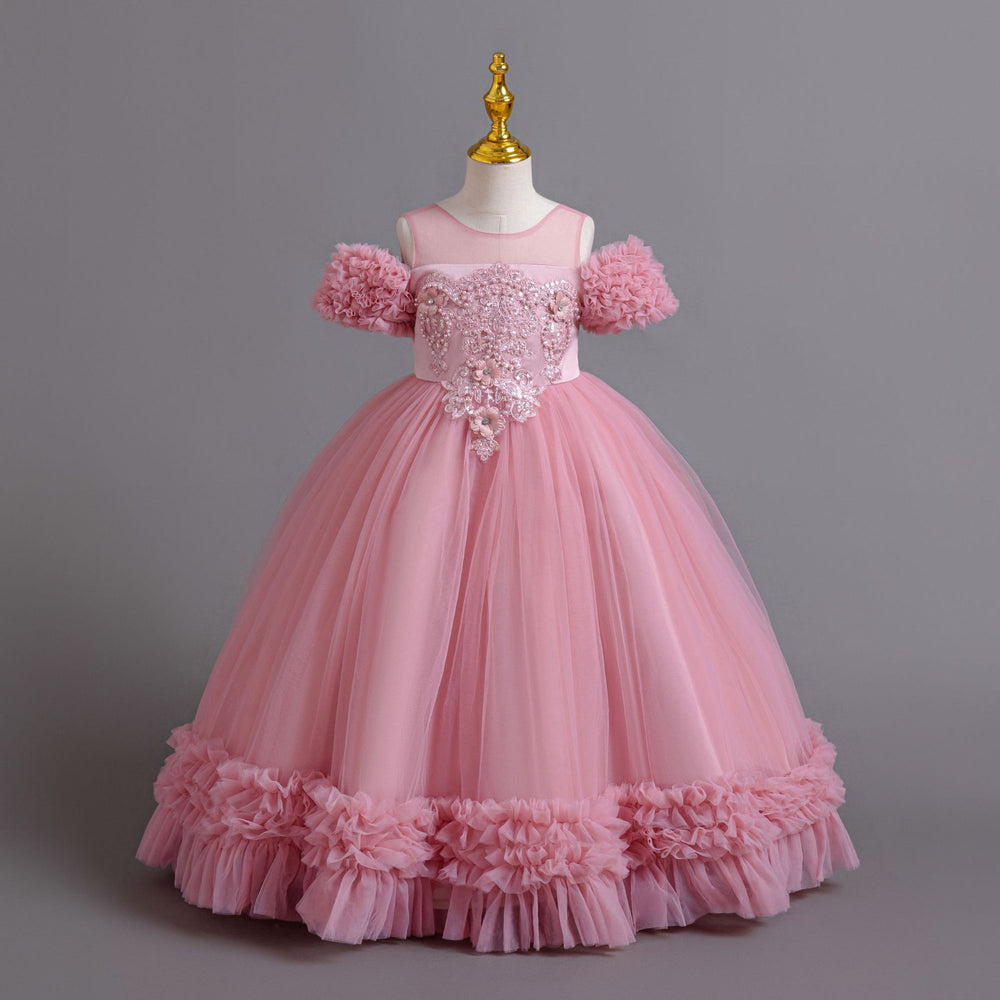 Ready-to-ship new girls' flower girl princess dress, tutu wedding dress, children's formal gown, piano recital dress, kids' dress