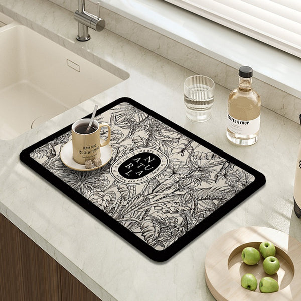 Retro feeling kitchen countertop drain pad diatom mud suction pad bar counter dishes hand washing mat table mat kitchen utensils insulation pad