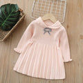 Girls' spring dresses  new spring collection - stylish and popular bowknot pleated skirt sweater dress for kids