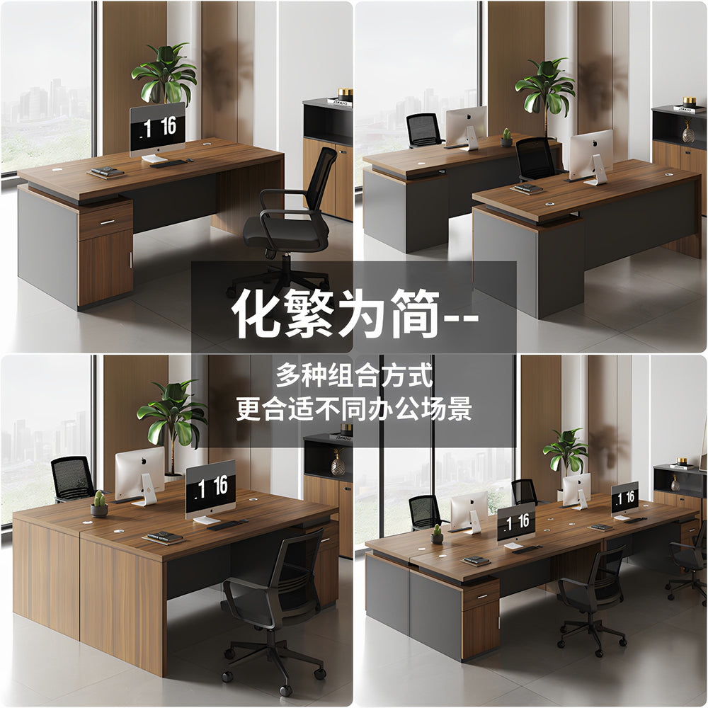 Executive office desk, modern minimalist manager's desk with computer drawer, office desk and chair set for employees