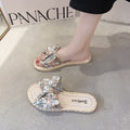 Women's sandals & slippers - 2024 summer new arrivals: floral print, bow accent, trendy korean style, versatile flat beach flip-flops