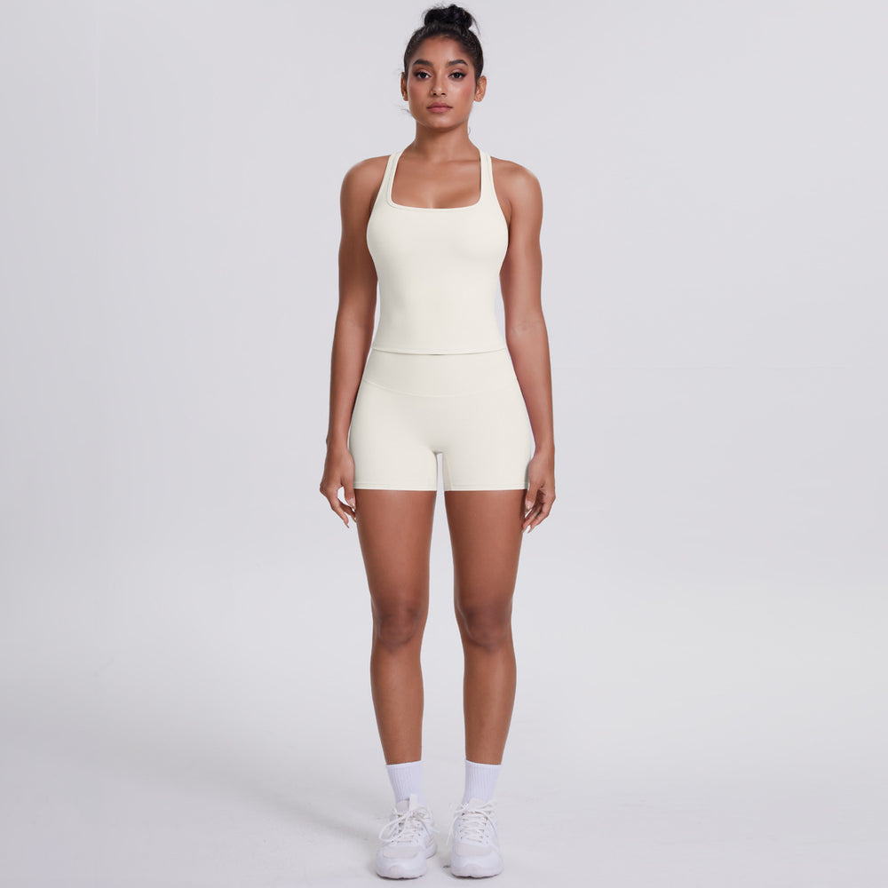 Cloud-feel brushed outdoor casual running yoga clothes, quick-drying, beautiful back, hip-lifting, tight shorts, sports and fitness clothes suit