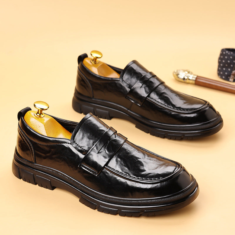 Men's leather shoes: new spring/autumn fashion, hot-selling british style, wedding-ready, height-increasing, business casual, slip-on loafers
