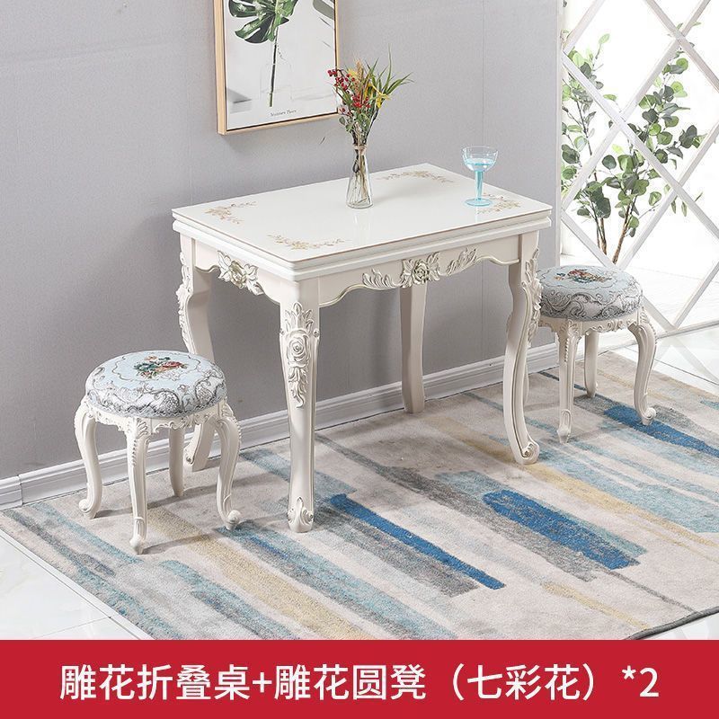 Dining table for home, small apartments, minimalist modern glass and solid wood folding rectangular dining table, european style dining table and chair set