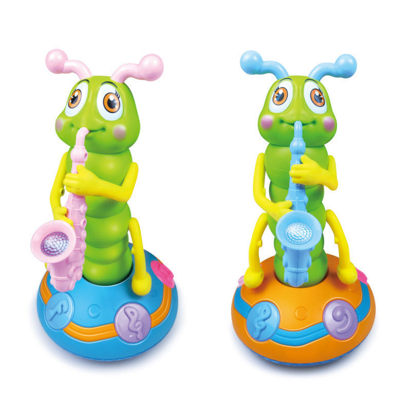 Cross-border export  electric lighting music saxophone twisting bug, enlightenment early education educational toy wholesale