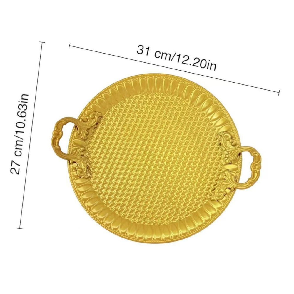 Manufacturer european style creative home elegant metal pattern tray party wedding hotel restaurant decoration tray