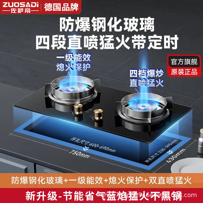 German gas stove - lpg/natural gas, countertop/built-in, direct injection, high heat output, energy-saving, powerful flame, stainless steel