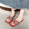 plus size cross-border flat slippers women's summer outwear full diamond one-line casual beach vacation sandals women's wholesale