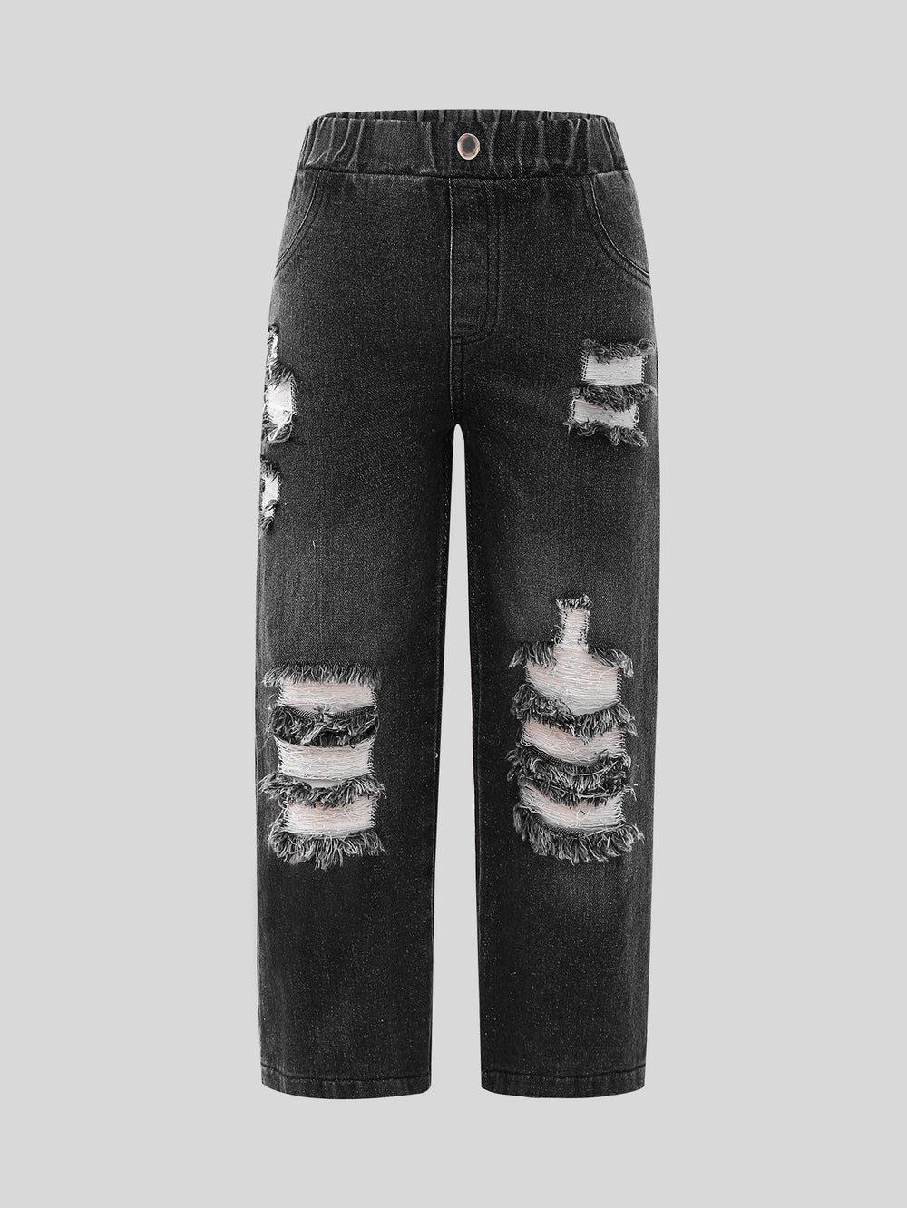 Exportgirljeans black distressed ripped pants loosestraight-legloose pants handsome autumkids pants