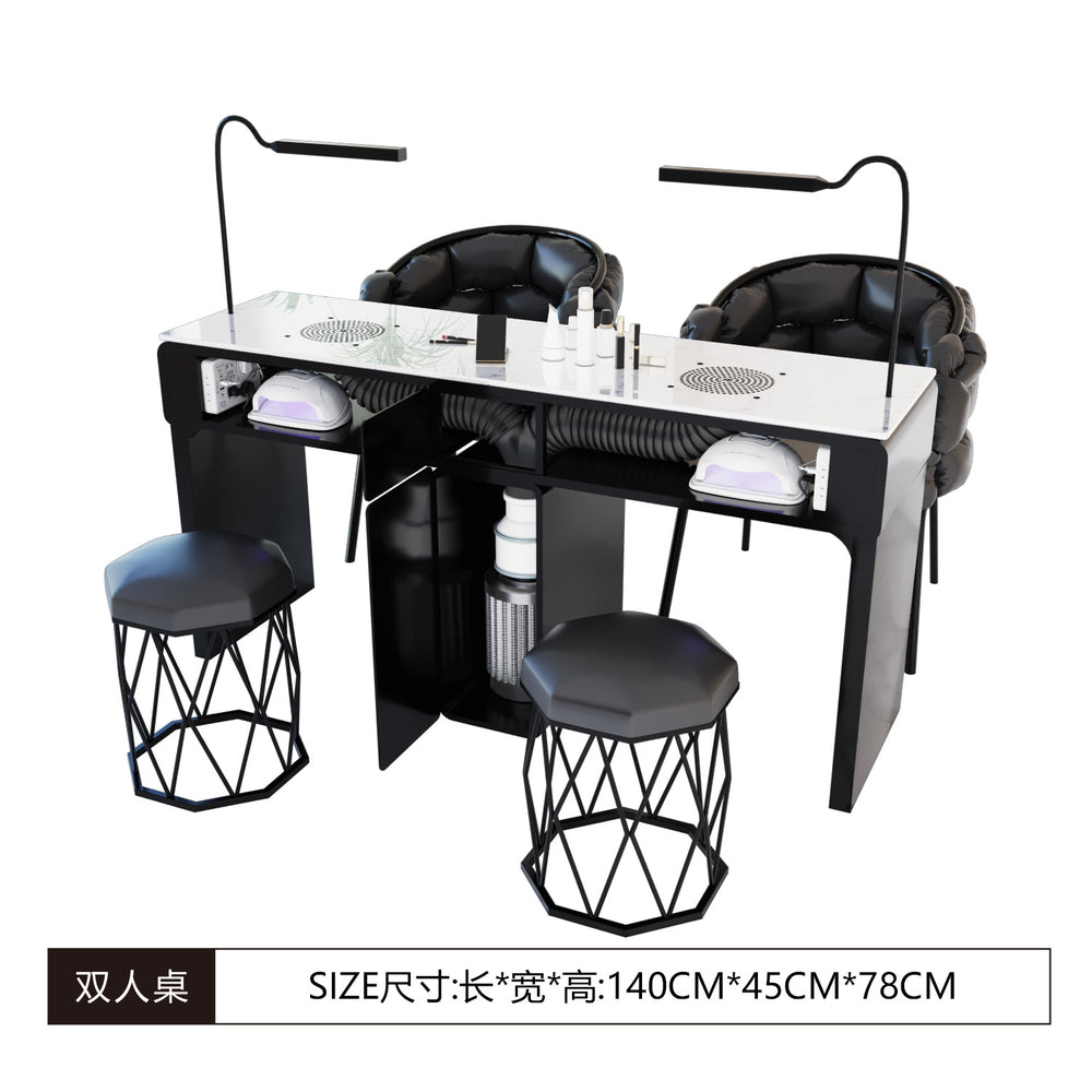 New arrival marble iron porcelain surface turbine manicure table and chair suit economical single and double multi-functional odor-free carbon steel paint