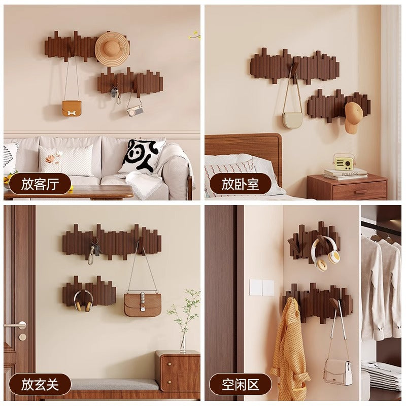 Solid wood piano key hanging hanger, entrance wall hanging, no punching, strong and durable storage, hanging bag, coat rack