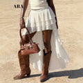 European and american  cross-border european and american pure color sexy cake skirt irregular versatile design skirt