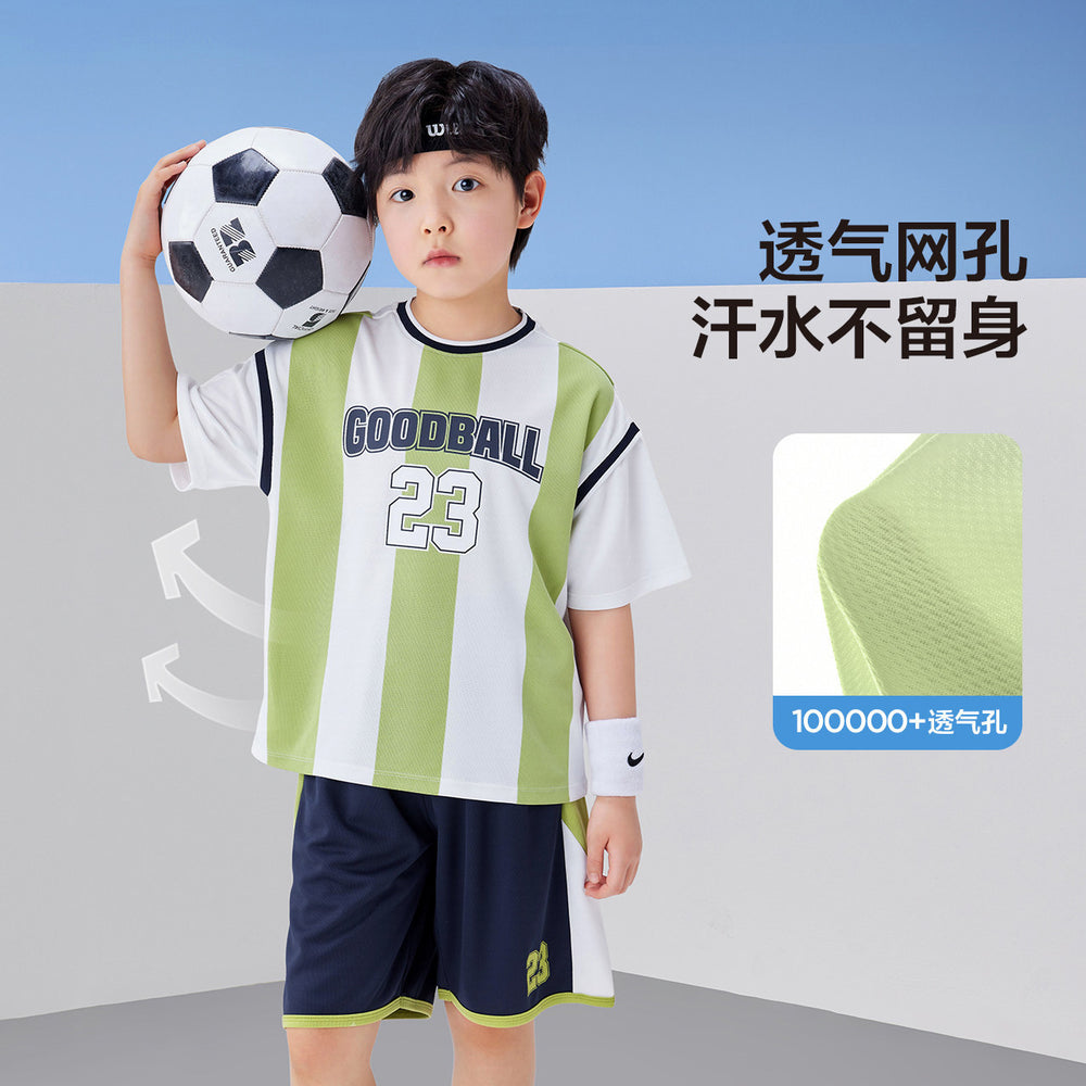 Boys' summer outfit : new summer collection - kids' short-sleeve t-shirt and shorts soccer set, boys' quick-dry sports two-piece set