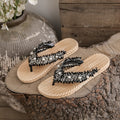 Casual vacation flip-flops for women, new summer outdoor wear, pearl tassel flat flip-flops, non-slip sandals for women