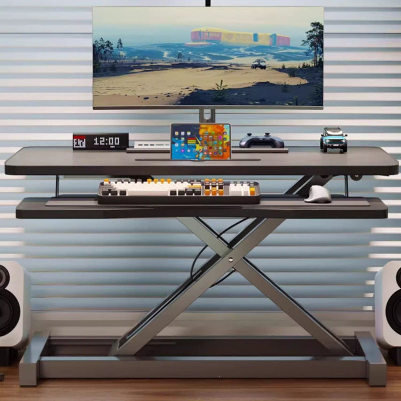 Adjustable height laptop desk with monitor stand for office workstation