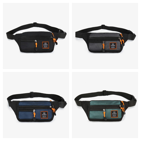 New large-capacity fanny pack men's multi-compartment anti-splashing waist bag wear-resistant outdoor sports mobile phone wallet cashier bag