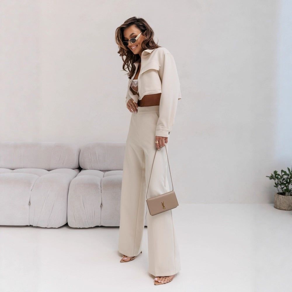 European and American casual suit American autumn and winter cardigan sports women's clothing fashion street style long-sleeved jacket trousers two-piece set