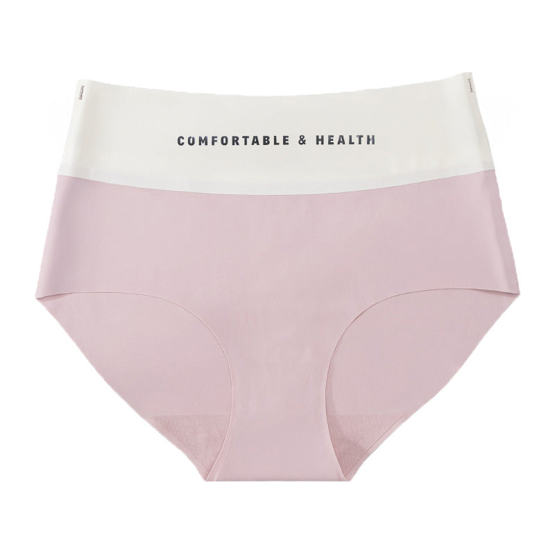 European and american cross-border exclusive: women's seamless high-waisted thong panties - color block design, ice silk nylon, high-stretch comfort