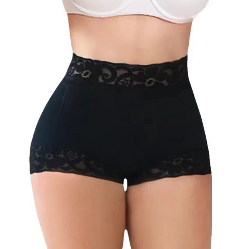 hardened mesh high waist hip lifting and abdominal tightening pants for women lace glue summer body shaping pants boxer waist tightening pants