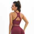 Clearance: european and american seamless knit solid color racerback high-elasticity sports bra - perfect for running, fitness, and yoga