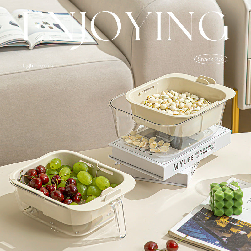 Retractable fruit plate, living room tea table, snacks, candy, fruit sub-plate, candy box, melon seeds, dried fruit storage box, household use