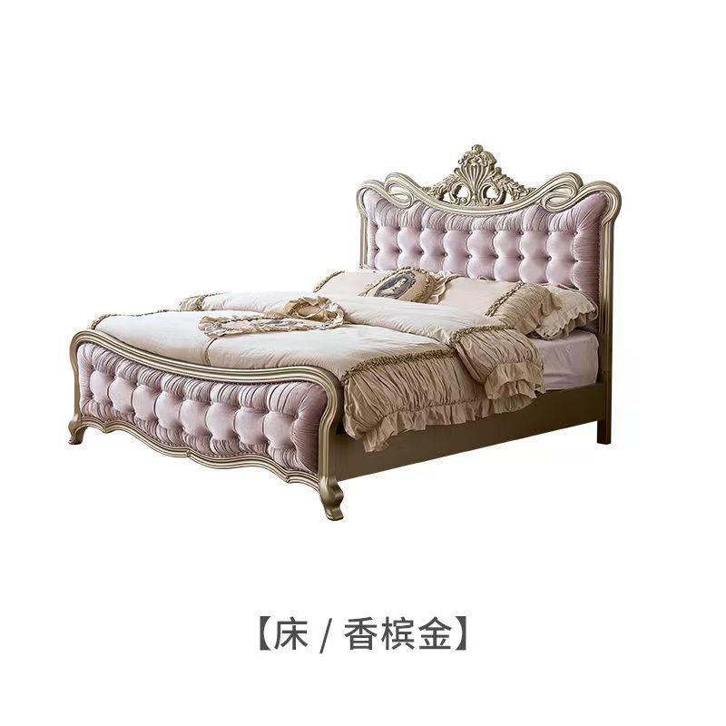 American light luxury solid wood bed for homefrench soft back princess bed high-end luxury wedding bed storage storage master bedroom large bed