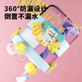 Kids' divided water bottle with stirring function, dual-drink straw cup, portable sports plastic water bottle for students
