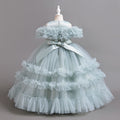 Export cross-border fashion style girl dress long piano performance flower girl wedding dress tutu skirt birthday in stock hot sale
