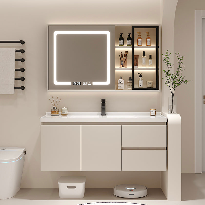 Ceramic all-in-one basin bathroom combination solid wood bathroom wash basin wash basin wash basin cream style