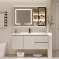Ceramic all-in-one basin bathroom combination solid wood bathroom wash basin wash basin wash basin cream style