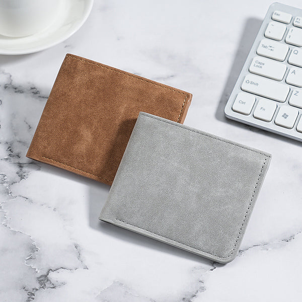 Japanese unprinted abrasive wallet, card bag, integrated men's ultra-thin short wallet, soft leather wallet, multi-card wallet
