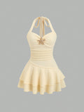 Amazon cross-border cut outbacklesshalternew arrivalshortsilmdress for women