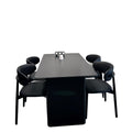 Modern minimalist sintered stone dining table with black dining chairs set - premium small apartment italian-style rectangular dining table for home and b&b