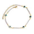 European and american cross-border new jewelry enamel eye pearl anklet - irregular fashion minimalist devil's eye anklet for women