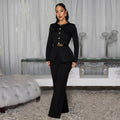 C7605 cross-border   fashion women's high-end gold buckle commuter professional suit set